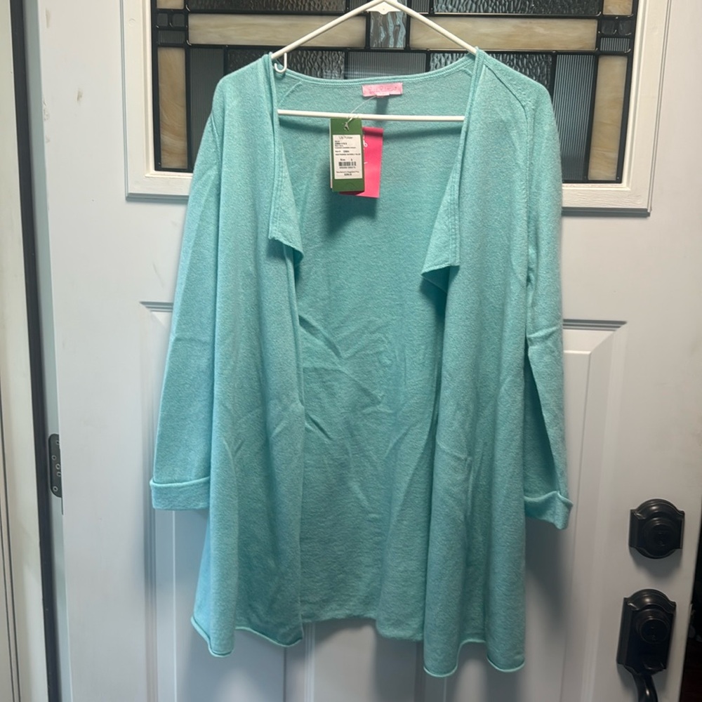 Lilly Pulitzer Sea Blue Cardigan Sz Roomy Small